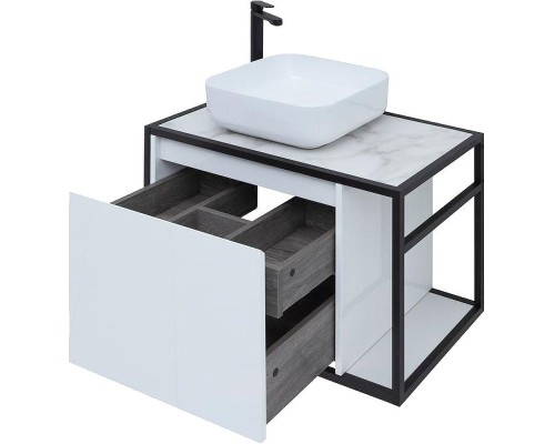 Тумба под раковину Aquanet Nova Lite Loft 75L 261650 подвесная Белый глянец