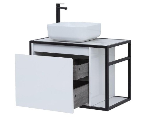 Тумба под раковину Aquanet Nova Lite Loft 75L 261650 подвесная Белый глянец