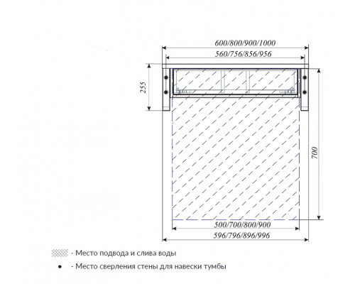 Тумба под раковину 1MarKa Grunge Loft 60П Ц0000001582 подвесная Бетон светлый