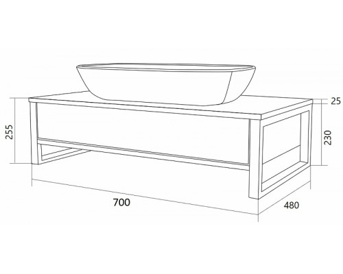 Тумба под раковину 1MarKa Grunge Loft 70П Ц0000015938 подвесная Бетон светлый