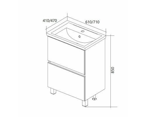 Тумба под раковину 1MarKa Aris 70 У76054 Белая глянцевая