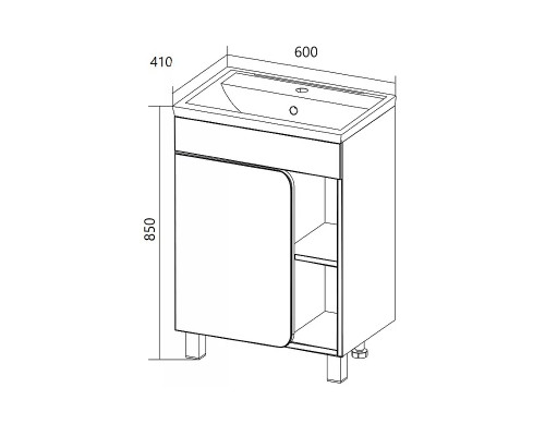 Тумба под раковину 1MarKa Nuvo 60 У76055 Белая глянцевая
