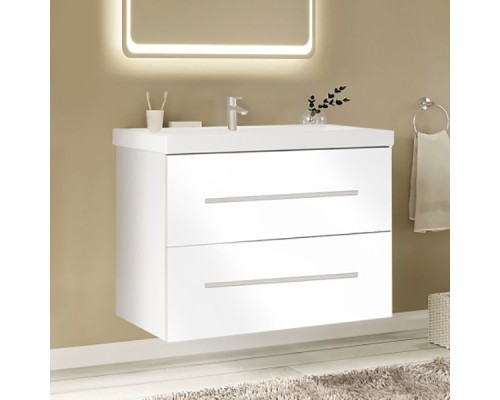 Тумба под раковину Marka One Mix 80П с ручками Белая глянцевая