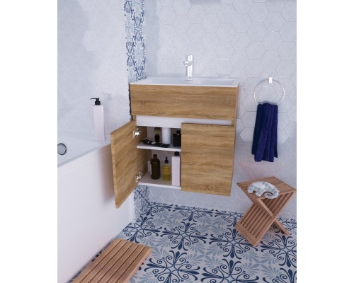 Тумба с раковиной 1MarKa Mira 60 У75337 подвесная Дуб Сонома