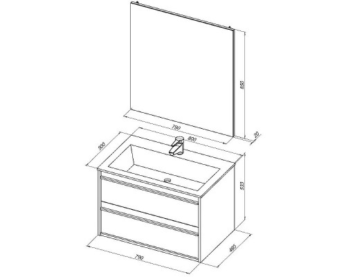 Тумба под раковину Aquanet Lino 80 253903 подвесная Белая матовая
