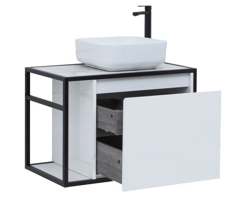 Тумба под раковину Aquanet Nova Lite Loft 75R 261649 подвесная Белый глянец