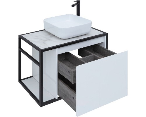 Тумба под раковину Aquanet Nova Lite Loft 75R 261649 подвесная Белый глянец