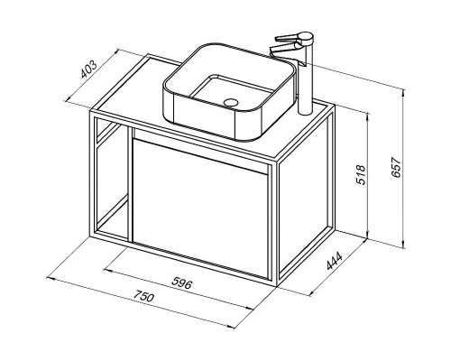Тумба под раковину Aquanet Nova Lite Loft 75R 261649 подвесная Белый глянец