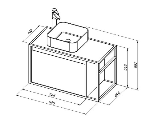 Тумба под раковину Aquanet Nova Lite Loft 90L 261652 подвесная Белый глянец