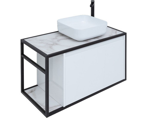 Тумба под раковину Aquanet Nova Lite Loft 90R 261651 подвесная Белый глянец