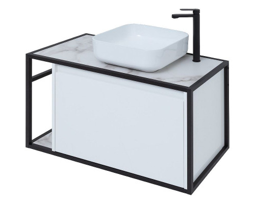 Тумба под раковину Aquanet Nova Lite Loft 90R 261651 подвесная Белый глянец