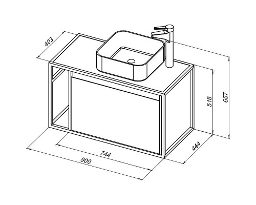 Тумба под раковину Aquanet Nova Lite Loft 90R 261651 подвесная Белый глянец