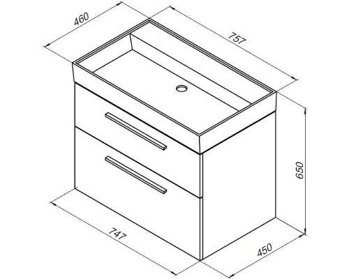 Тумба под раковину Aquanet Nova 75 242260 подвесная Дуб рошелье
