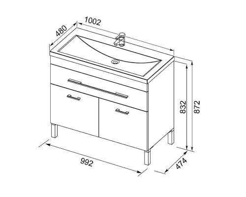 Тумба с раковиной Aquanet Верона 100 213034 Белая