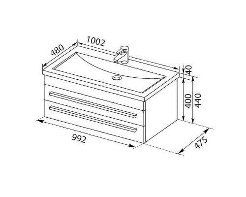 Тумба с раковиной Aquanet Верона 100 212864 подвесная Белая