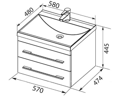 Тумба с раковиной Aquanet Верона 58 212878 подвесная Белая
