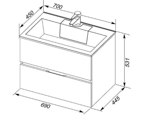 Тумба под раковину Aquanet Алвита 70 183992 подвесная Серый антрацит