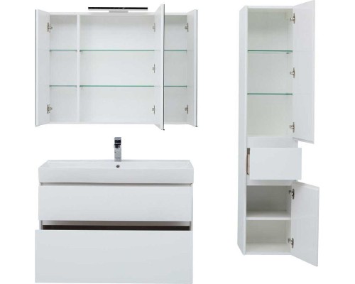 Тумба с раковиной Aquanet Бруклин 100 212599 подвесная Белая