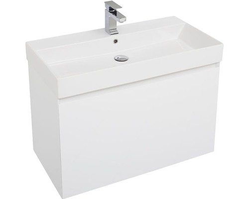 Тумба с раковиной Aquanet Йорк 85 212593 подвесная Белый глянец