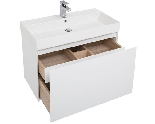 Тумба с раковиной Aquanet Йорк 85 212593 подвесная Белый глянец