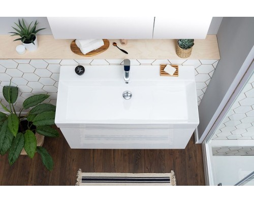 Тумба с раковиной Aquanet Йорк 85 212593 подвесная Белый глянец