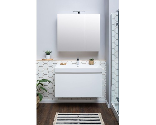 Тумба с раковиной Aquanet Йорк 85 212593 подвесная Белый глянец