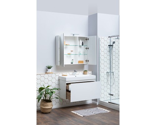 Тумба с раковиной Aquanet Йорк 85 212593 подвесная Белый глянец