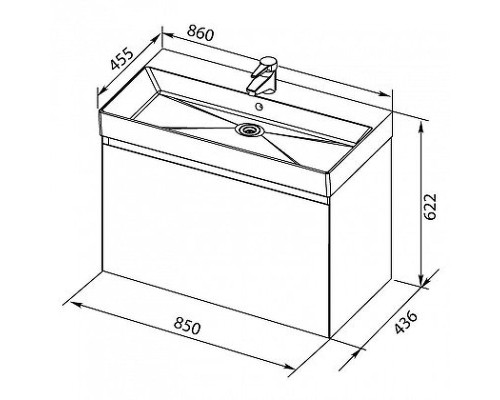 Тумба с раковиной Aquanet Йорк 85 212593 подвесная Белый глянец