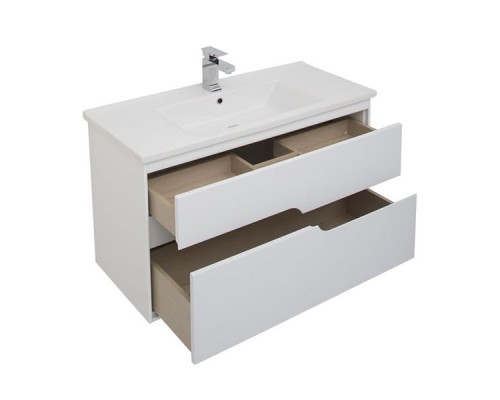 Тумба с раковиной Aquanet Модена 100 212664 подвесная Белый глянец