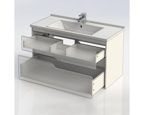 Тумба с раковиной Aquanet Модена 100 212664 подвесная Белый глянец