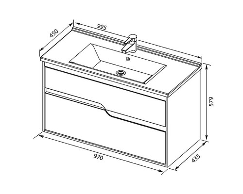 Тумба с раковиной Aquanet Модена 100 212664 подвесная Белый глянец