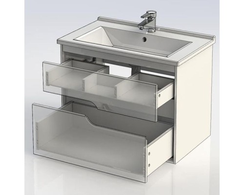 Тумба с раковиной Aquanet Модена 75 212662 подвесная Белый глянец