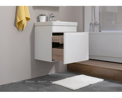 Тумба с раковиной Aquanet София 80 212587 подвесная Белый глянец