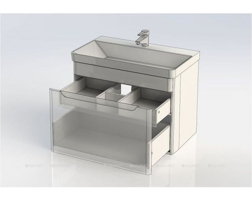 Тумба с раковиной Aquanet София 80 212587 подвесная Белый глянец