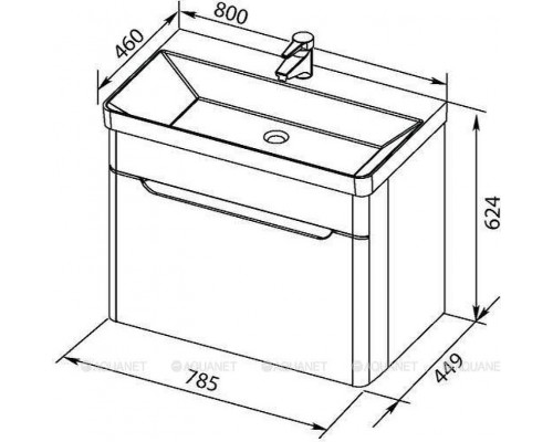 Тумба с раковиной Aquanet София 80 212587 подвесная Белый глянец