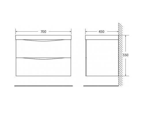 Тумба под раковину BelBagno Marino 70 MARINO-700-2C-SO-WO-P подвесная Rovere Bianco