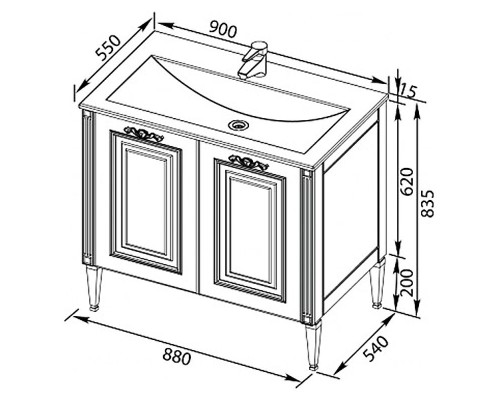 Тумба с раковиной Aquanet Паола 90 212621 Белая