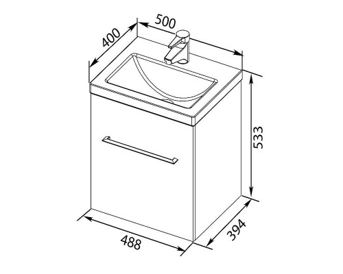 Тумба с раковиной Aquanet Порто 50 212575 подвесная Белая