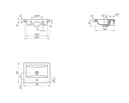 Тумба с раковиной Aquanet Порто 50 212575 подвесная Белая