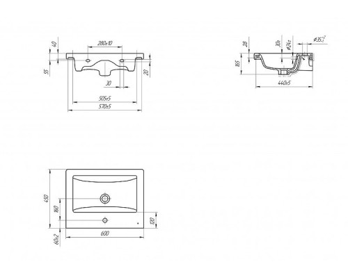 Тумба с раковиной Aquanet Порто 60 212576 подвесная Белая