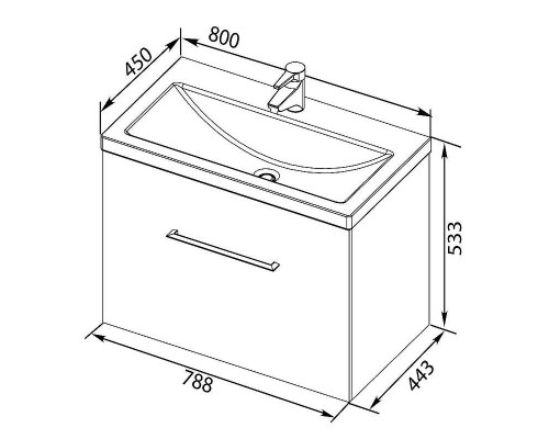 Тумба с раковиной Aquanet Порто 80 212577 подвесная Белая