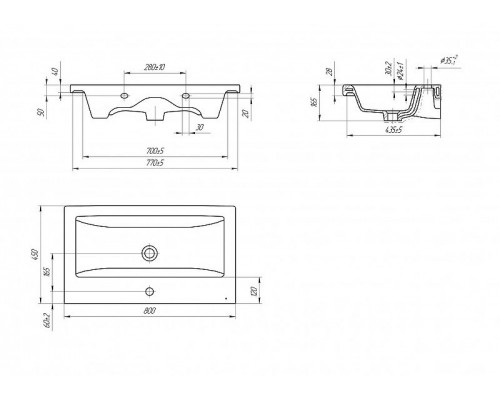 Тумба с раковиной Aquanet Порто 80 212577 подвесная Белая