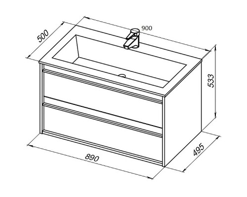 Тумба с раковиной Aquanet Lino 90 271949 подвесная Белая матовая