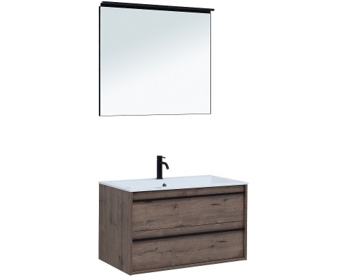 Тумба с раковиной Aquanet Lino 90 271950 подвесная Дуб Веллингтон