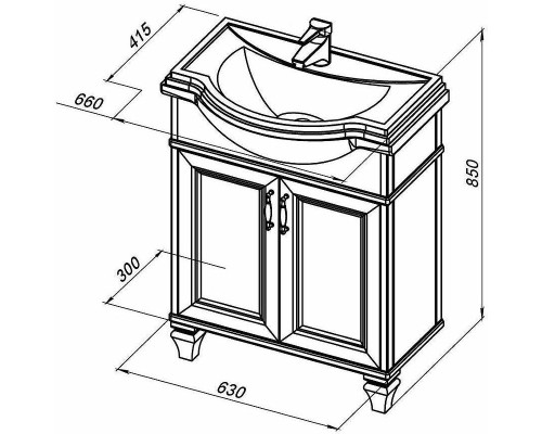 Тумба с раковиной Aquanet Валенса New Классик 65 273540 Белая матовая