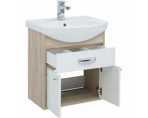 Тумба с раковиной Aquanet Грейс 60 212653 подвесная Дуб сонома Белая