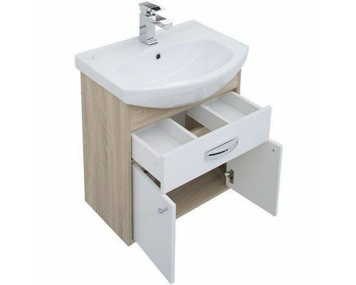 Тумба с раковиной Aquanet Грейс 60 212653 подвесная Дуб сонома Белая