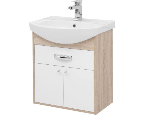 Тумба с раковиной Aquanet Грейс 60 212653 подвесная Дуб сонома Белая