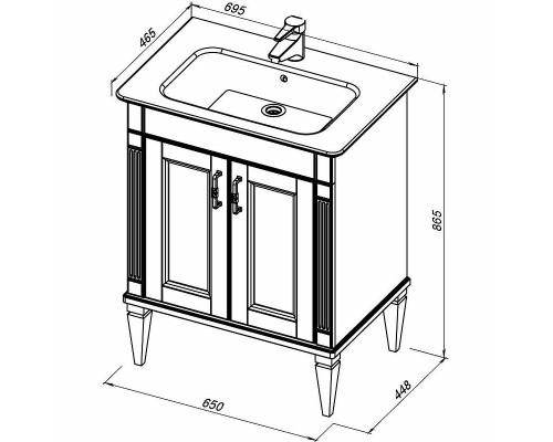 Тумба с раковиной Aquanet Селена 70 273435 Белая Серебро