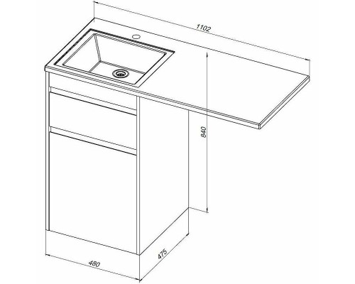 Тумба с раковиной Aquanet Токио 110 R 239299 Белая